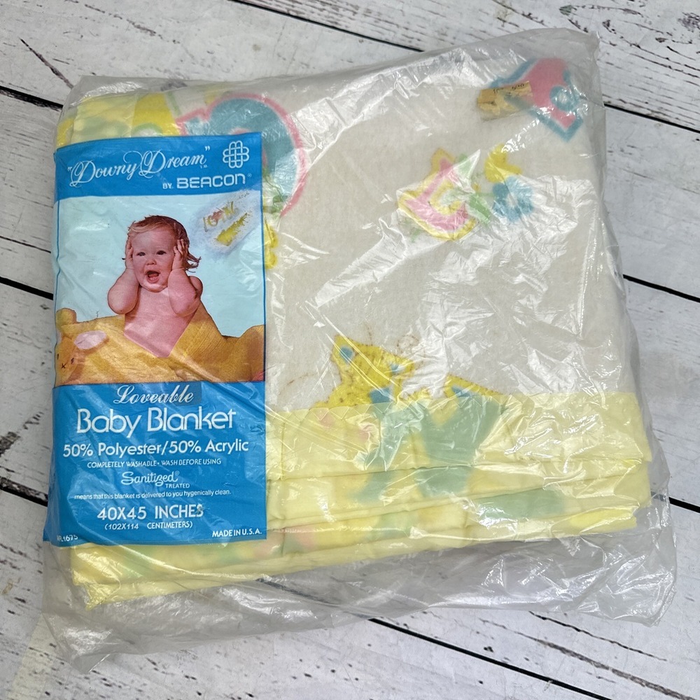 Vintage Downy Dream by Beacon Baby Blanket NIP Animals ABCs 40x45 Made in USA